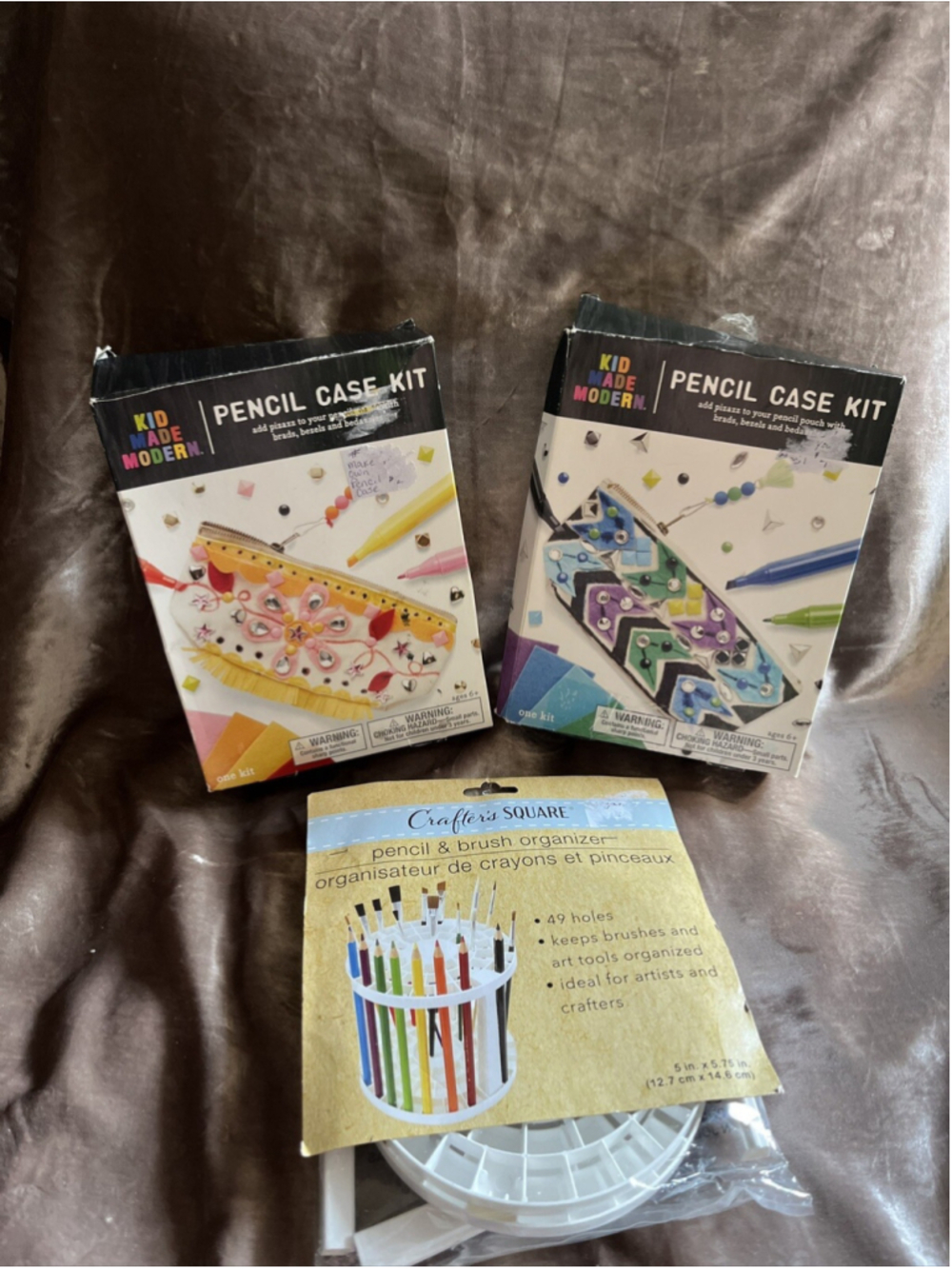 Kid Made Modern Pencil Case Kit and extra kit lot , art fun great for homeschool